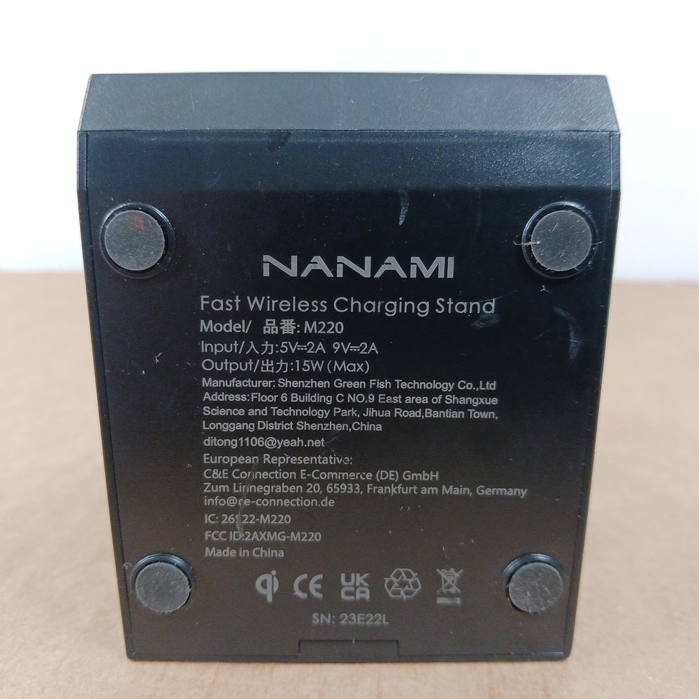 NANAMI M220 Fast Wireless Charging Stand 15W Qi Certified Black with Cable - Picture 2 of 6